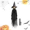 Qukoielly Decorazioni per streghe di Halloween, che urlano con sensore attivato dal suono, da appendere per Halloween, decorazione spaventosa per giardino, portico, casa infestata, interni