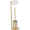 lfdhcn Porta scopino da terra con supporto per carta igienica in acciaio inossidabile portacarte WC da toilette, oro spazzolato
