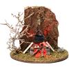 Holyart Forni e fuochi presepe: Fuoco e pentola da accampamento per presepe 10-12 cm legno fiamma illuminata 3,5-4,5V