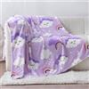 SOCHOW Coperta in Pile Morbida con Nuvola per Bambini e Ragazze, Leggera e Calda in Flanella per Letto, Viola 127 x 150 cm