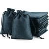 MAOOY 25PCS Sacchetti Regalo di Iuta 13 x 18 cm, Sacchetti di Juta, Sacchetto di Tessuto con Coulisse per Matrimonio, Gioielli, Bomboniere, Festa, Natale (Blu Navy)