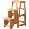 AYVADA Sgabello a 3 gradini Sgabello a scala in legno naturale per cucina Bagno Ufficio Pieghevole Sicurezza Antiscivolo Durevole Salita Scaletta Scarpiera/Fioriera