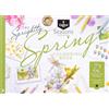 Castle Art Supplies Libro da colorare primaverile | 72 illustrazioni primaverili curate da artisti con guida di riferimento ai colori | Nessuna trasparenza, carta di grado artistico | Formato A4