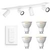 Philips Hue Pongee Faretto (Bianco) - 4 luci - Calda/Fredda | Include Hue Dimmer Switch - Faretto da soffitto - GU10 - Hue White Ambiance