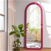 NEUWEABY Specchio a figura intera, 142,2 x 50,8 cm, specchio da pavimento ad arco con supporto, specchio a corpo intero da appendere o appoggiato alla parete, per camera da letto, cornice in legno