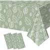 AURALIN Set di 3 tovaglie verde salvia con foglie 137 x 274 cm | 3 teli con lo stesso motivo per abbinare tavolo e buffet; formato 137 x 274 cm per ogni tovaglia.