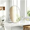 HQAYHSZD Specchio cosmetico ovale con cornice in metallo argentato, girevole a 360°, specchio cosmetico HD con protezione anti-esplosione, per camera da letto, bagno, dormitorio studentesco, scrivania