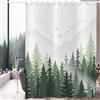 Hnmdmyi Tenda da doccia verde 180x200, foresta nebbiosa montagna natura albero pianta bosco decorativo tenda da bagno impermeabile poliestere tessuto lavabile tenda da bagno per il bagno con ganci