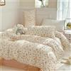 Covebett Set di biancheria da letto 140 x 200 Beige con fiori, motivo floreale, copripiumino + federa 70 x 90