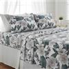 Bifulco Biancheria Completo Lenzuola Matrimoniale in Percalle 100% Cotone Rebecca Home Concept 3 x Bifulco - Set Letto 2 Piazze con 2 Federe a 3 Volant - Fantasia Floreale (Bianco)