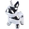 Qury Salvadanaio in Ceramica, a Forma di Cane, Ottimo Regalo di Compleanno, Decorazione per la casa (Argento)