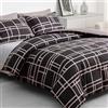 Pamposh Set copripiumino Copripiumino reversibile in microfibra spazzolata di alta qualità - Set di biancheria da letto ipoallergenico (Grigio caldo, (260 x 220) + 2 x (50 x 80))