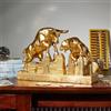 GZDDYUMYJX Statua del toro e dell'orso,statua del toro di Wall Street,scultura del mercato azionario,statuetta in resina,per ufficio,scrivania,libreria,soggiorno,studio,regalo (Oro)