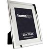 Frametigo - Cornice per Foto Placcata Argento con Passe-Partout, 20x25cm - Retro e Supporto in Velluto - Finestra in Vetro Vero - Resistente All'ossidazione - Orientamento Orizzontale o Verticale