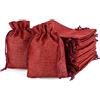 MAOOY 25PCS Sacchetti Regalo di Iuta 13 x 18 cm, Sacchetti di Juta, Sacchetto di Tessuto con Coulisse per Matrimonio, Gioielli, Bomboniere, Festa, Natale (Vino Rosso)