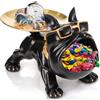 Acshio Vassoio a forma di bulldog francese, in resina, a forma di bulldog, porta caramelle, portachiavi, vassoio nero per gioielli, orecchini, bulldog, accessori per ufficio, scrivania, decorazione