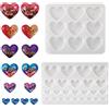 PH PandaHall, set di 2 stampi in silicone per pendenti a forma di cuore in resina UV per resina epossidica, per creazioni artigianali, creazione di gioielli