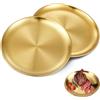 ZHAOYCSH 2 Piatti Piani in Acciaio Inossidabile 20CM, 2 Pezzi Set Piatti Dorati per Casa, Campeggio e Picnic, Vassoio Tondo Decorativo in Metallo per Insalate, Bistecca e Festa, Colore Oro