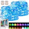 WIYETY Catena luminosa a LED, 2 pezzi, 16 colori, con telecomando, 5 m, 50 LED, telecomando a 28 tasti, catena luminosa a LED per interni, per feste, giardino, Natale, matrimonio, bianco caldo