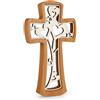 Kaltner Präsente Croce da parete in vero faggio 20 cm - Moderna croce in legno con cuori - Croce in legno oliato per battesimo, comunione, cresima, Pasqua, Natale - Idea regalo cristiana