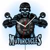 Viiluuxr Orologio da parete a LED per moto, 30 cm, silenzioso, in vinile | Orologio da parete a LED in vinile da 30 cm, con teschio e moto, cambia colore, per garage, officina, sala hobby e soggiorno