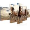 Runa Art - Quadri Cavalli 200 x 100 cm 5 Pezzi XXL Decorazione Murale Design Marrone 036051a