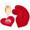 edelkern Sottobicchieri a forma di cuore in feltro, 12 pezzi, a forma di cuore rosso, per bevande, tazze e bicchieri, decorazione per matrimoni, ricevimenti, compleanni e feste