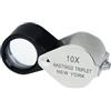 TEKCOPLUS Hasting - Lente di ingrandimento tripla per gioielli, 10 x 16 mm, in acciaio inox, tripletta di vetro ottico, pieghevole, strumento per riparazione orologi, diamanti, monete, francobolli, anelli,