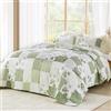 Qucover Copriletto Matrimoniale Trapunta Leggera, Coperta Divano Patchwork Floreale (Verde, 240x260cm+50x75cm*2)