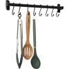 simplywire - Portautensili da Cucina - Supporto da Parete per Utensili e Pentole - 8 Ganci - Acciaio Verniciato a Polvere Nera