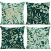 BREASOME Federe Cuscini Divano 45x45 cm, Set di 4 Copricuscini Foglie Verde Boho Primavera Estate Fodere per Cuscini Decorativi Quadrata in Lino per Divano Camera da Letto Soggiorno