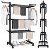 TANIASHOP Stendino a Torre 4 Livelli Stendibiancheria Pieghevole Salvaspazio 4 Ruote Girevoli a 360° con Blocco e Ali Richiudibili 64x126x170 cm uso interno ed Esterno per Casa, Balcone e Lavanderia