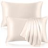 LINGMING 2 federe in seta, cura dei capelli e della pelle, federe rinfrescanti in seta con cerniera nascosta, 50,8 x 66 cm, regalo per donne, dimensioni standard, albicocca-Ling