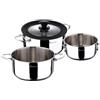MasterPRO Foodies - Batteria da cucina - Set da 4 a meno con padelle da 4, 20 e 24 cm e coperchio di vetro - prodotto in acciaio inossidabile - compatibile con tutti i tipi di cucine