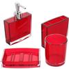 HOODANCOS 4 Pezzi Set Accessori da Bagno in Acrilico Rosso Moderno, Facile da Pulire, Include Dosatore Sapone, Porta Spazzolini, Portasapone e Bicchiere, Ottimizza lo Spazio Sul Lavabo