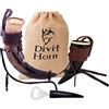 Divit Horn Apribottiglie con Corno da Bere Autentico Vichingo (Set da 3 Pezzi) | Autentico Corno da Birra Medievale | Busta Regalo in Lino Inclusa (Pelle, Lucidata, 16 oz)