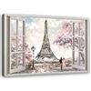 Feeby Tela Immagini Torre Eiffel Quadro Foto d'Arte 3D Vista Rosa 60x40 cm