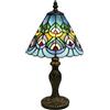 Tokira Stile Tiffany 8 Pollici Lampada Da Tavolo, Luce Blu del Soggiorno, Lampada da comodino classica in vetro colorato, luce di lettura della camera da letto[Senza Lampadina]