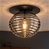 Licht-Erlebnisse Lampada da soffitto in vetro fumé e metallo rotonda Ø 35 cm piccola nera E27 lampada da soffitto moderna per interni e illuminazione del corridoio