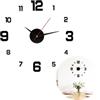 XiDeShop Orologio da parete 3D moderno, design senza cornice, funzionamento silenzioso, diametro di 40 cm, numeri autoadesivi, elegante decorazione da parete nera, adatta a tutti gli stili di interni