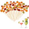 NUOGUAYI 100 Pezzi Stuzzicadenti da Cocktail Autunnali, Bastoncini da Cocktail con Foglie D'acero, Zucche, Ghiande, Stuzzicadenti Cocktail Autunno, Spiedini da Cocktail Autunnali per Ringraziamento, Autunno