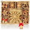 COM-FOUR® 26 stelle di paglia in un set misto, Decorazioni per l'albero | Ciondoli di paglia per l'albero di Natale - Arazzi naturali per alberi di Natale