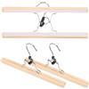 Housoutil Grucce per Pantaloni Pinze in Legno Massello 3 Pezzi per Armadio | Salvaspazio, Struttura Robusta, Finitura Naturale, Clip a Gonne, Uso in Guardaroba, Design Semplice, Pratico