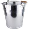 woplus Secchio in zinco da 10 litri con manico in legno, robusto e versatile per giardino, casa e costruzione