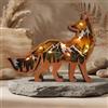 Drawelry Statua di animale in legno con LED luci notturne a catena a mano intagliata scultura foresta animali figura artigianato decorazione per casa ufficio scrivania Deco Natale regali (volpe)