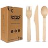 FOOGO Green set di posate in legno usa e getta | 50x forchette, 50x cucchiai, 50x coltelli | biodegradabili compostabili| set di posate eco friendly | picnic per feste