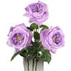 ICBOX 3 rose artificiali di Austin realistiche al tatto, 13 cm, viola, con stelo lungo 60 cm, peonie finte in lattice, per decorazione della casa, composizione floreale, decorazione per feste di nozze