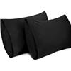 Lirex 2-Pack Federe per Cuscini, 100% Cotone Traspirante Federe Pillow Covers, 50 x 70 cm, Nero