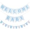 Ficopano Willkommen Zuhause Ghirlanda, Decorazione di Benvenuto, Striscione bentornato, Grazioso addobbo da Parete per Festa per Bebè, Gender Reveal e Festa in casa, (Blu Bianco)