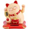 Nikou Maneki Neko, Gatto Fortuna Felino Alimentato Solare Mini Gatti Ricchezza Accogliente Gatto Tirato con Braccio Ondeggiante Home Display Car Decor (Giallo)